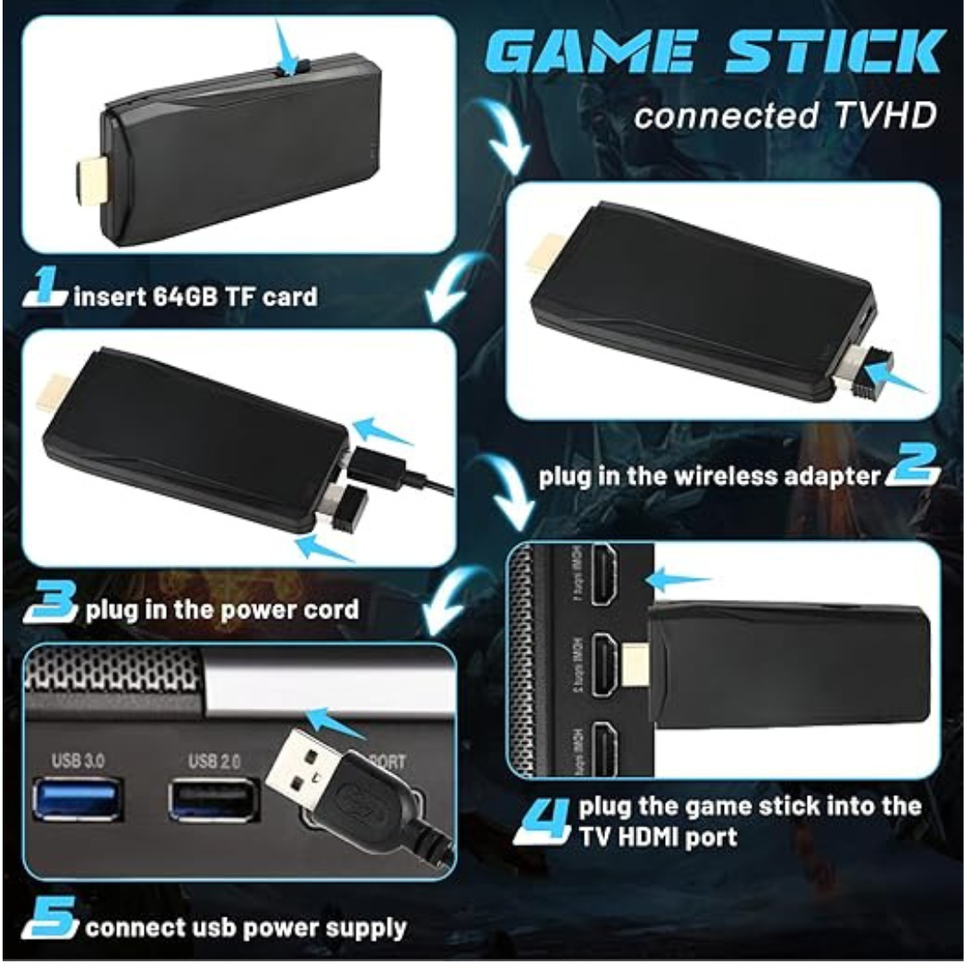 🎮 Consola Retro M8 Game Stick 4K | 20,000 Juegos + 2 Mandos